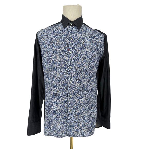 Robert Graham Button Front Long Sleeve Shirt  Patchwork M *SUN DAMAGE* - Picture 1 of 8